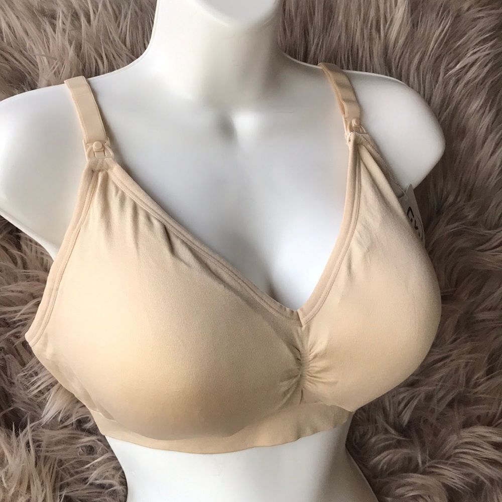 Plus Size Nursing lined wireless Bra XL beige
